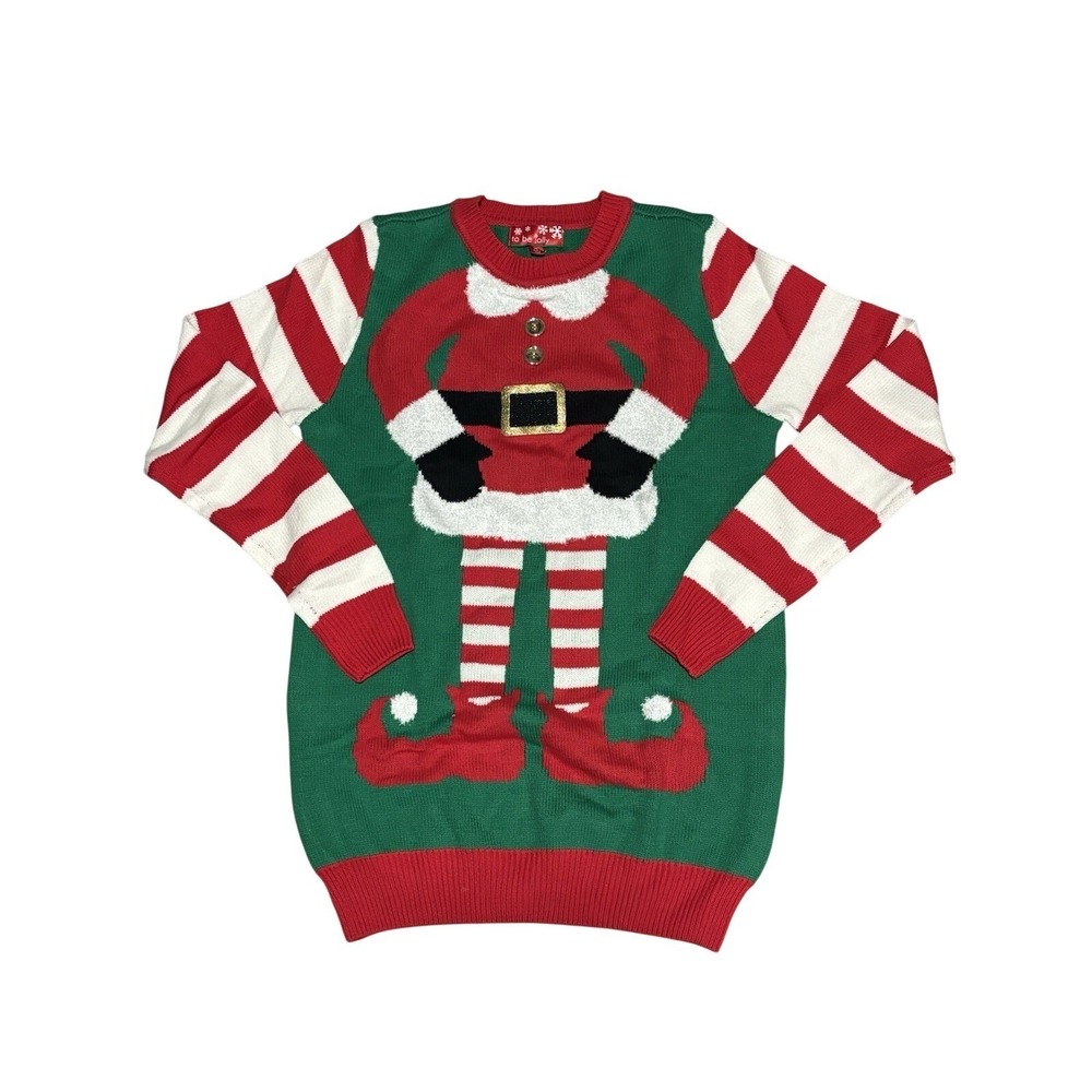 New with Tags Ugly Christmas Sweater Santa's Elf Women's Size‎ XS Red Green